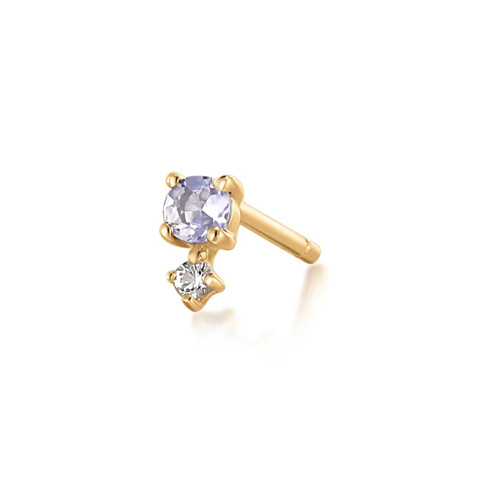 AURELIE GI Earrings DECEMBER Tanzanite and White Sapphire Stud Earring