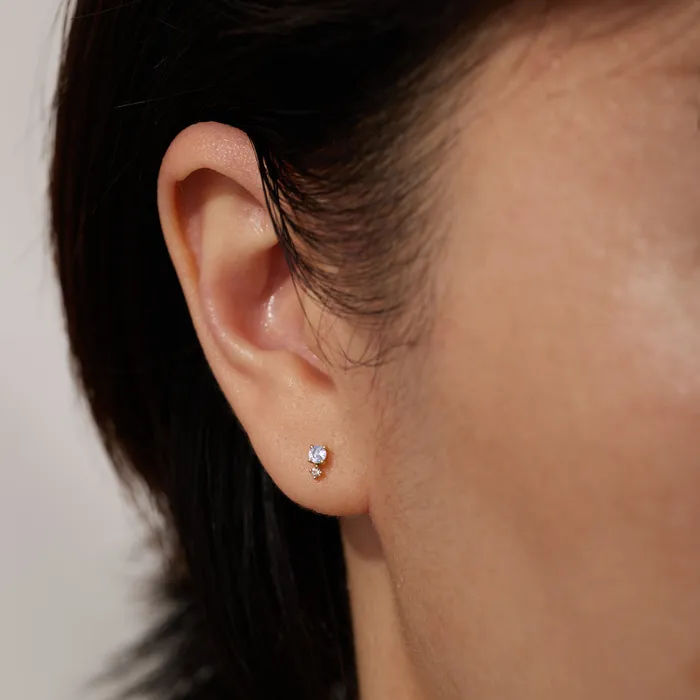 AURELIE GI Earrings DECEMBER Tanzanite and White Sapphire Stud Earring