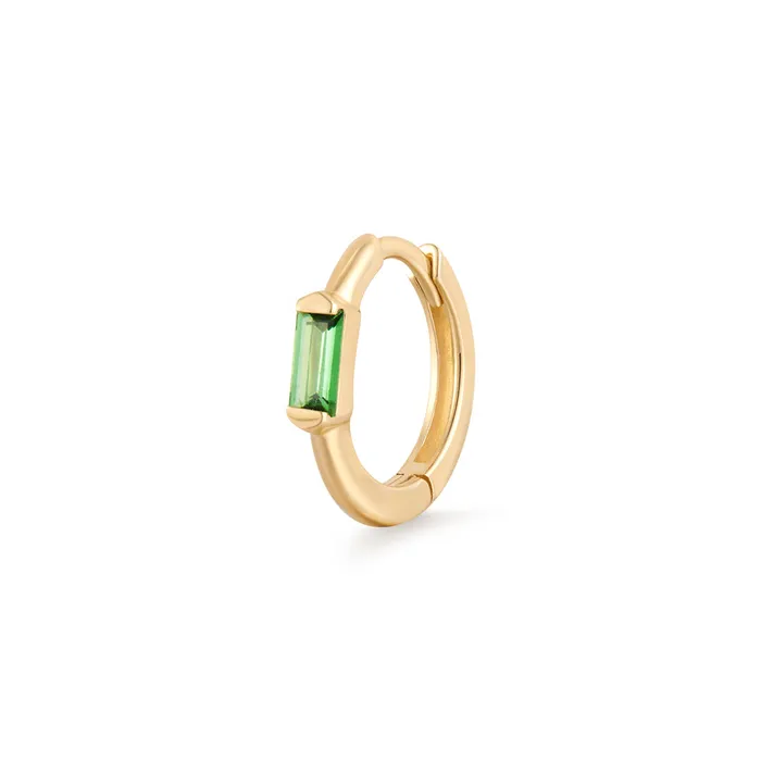 AURELIE GI Earrings WILLOW Tsavorite Baguette Huggie Hoop