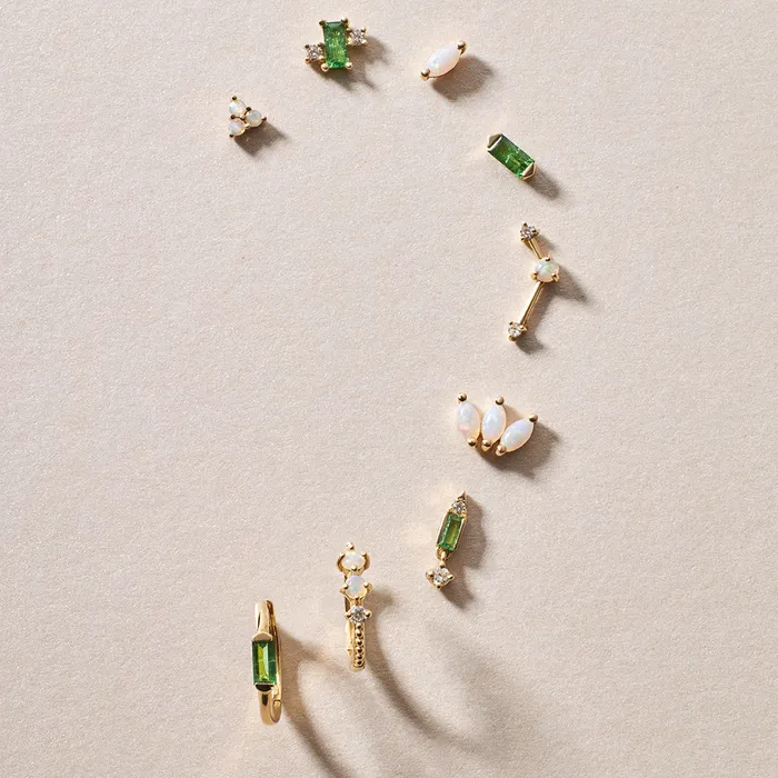 AURELIE GI Earrings WILLOW Tsavorite Baguette Huggie Hoop