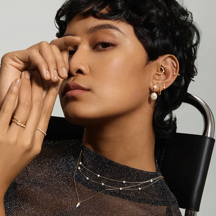 AURELIE GI Necklaces ADDY Pearl and Lab Grown Diamond Clicker