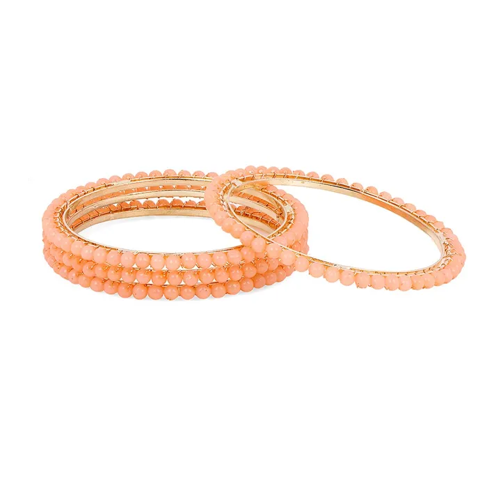 Bracelets Yellow Chimes Yellow Chimes Classic Design Handcrafted Beads Studded Gold Plated 4 Pcs Peach Beaded Bangles Set For Women Girls 24 24 Bracelets Yellow Chimes Yellow Chimes Classic Design Handcrafted Beads Studded Gold Plated 4 Pcs Peach Beaded Bangles Set For Women Girls 24 24