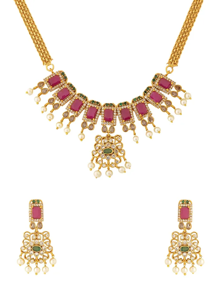 Bracelets Yellow Chimes Yellow Chimes Jewellery Set For Women Gold Tone CZ ADAmerican Diamond and Crystal Studded Pearl Hanging Bridal Traditional Necklace Set For Women and Girls Bracelets Yellow Chimes Yellow Chimes Jewellery Set For Women Gold Tone CZ ADAmerican Diamond and Crystal Studded Pearl Hanging Bridal Traditional Necklace Set For Women and Girls