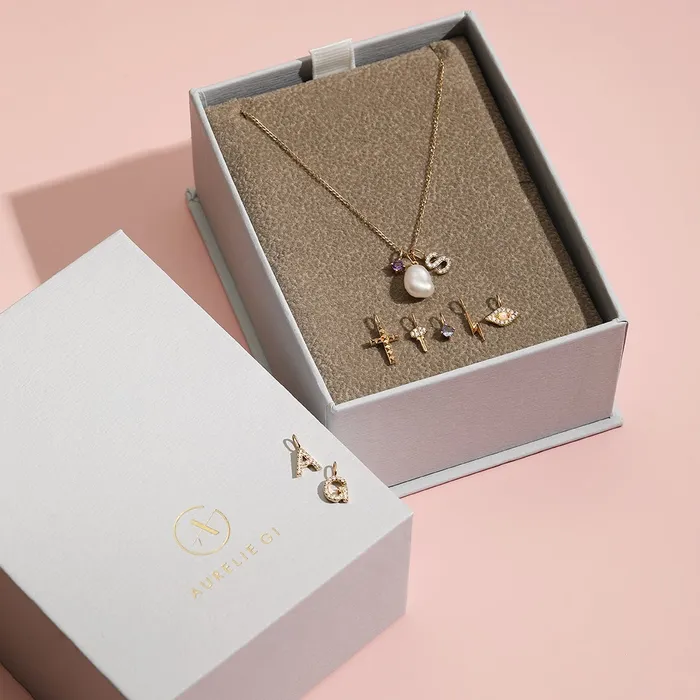Charm Necklaces AURELIE GI S Diamond Initial Charm