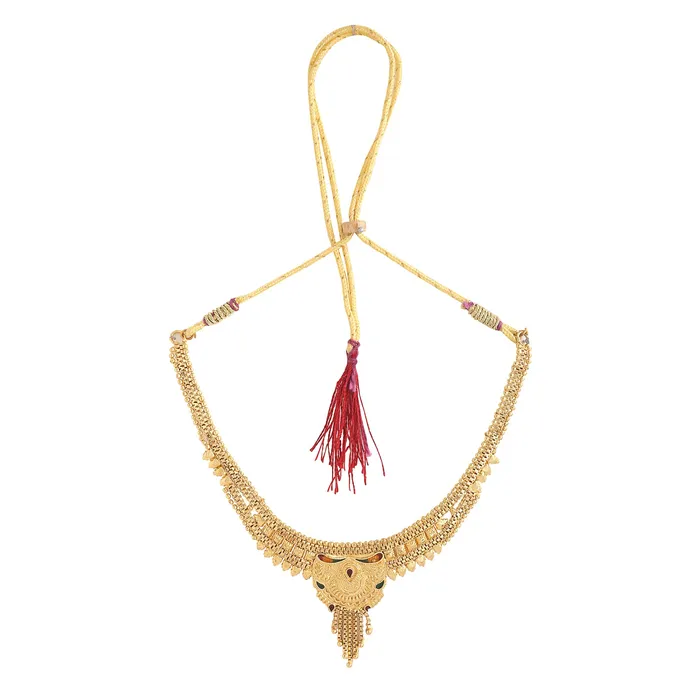 Earrings Yellow Chimes Jewellery Set for Women and Girls Gold Necklace Set for Women Gold Toned Bridal Designed Choker Necklace Set Birthday Gift for girls and women Anniversary Gift for Wife Yellow Chimes
