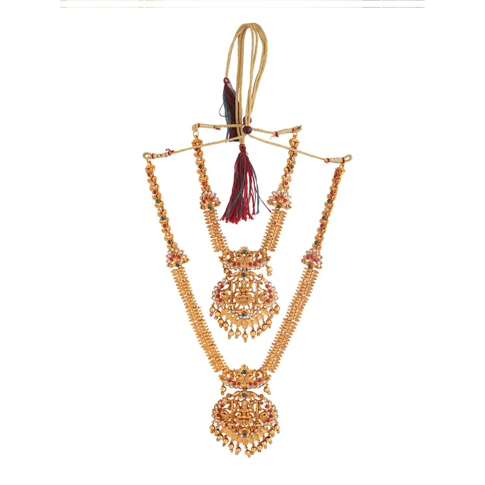 Earrings Yellow Chimes Jewellery Set for Women and Girls Temple Jewellery Set Gold Plated Long Necklace Temple Jewellery Set Birthday Gift for girls and women Anniversary Gift for Wife Yellow Chimes