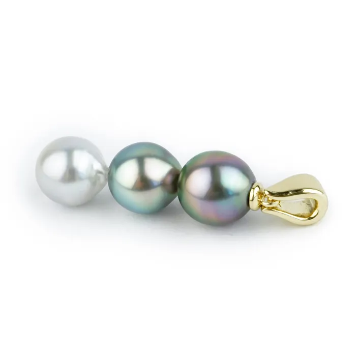 Necklaces Triple Tahitian Pearl Pendant Kamoka Pearl