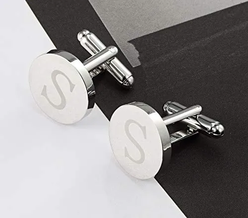 Necklaces Yellow Chimes Yellow Chimes Exclusive Collection Alphabet Letters Stainless Steel Statement Cufflinks for Men Silver S Cufflinks