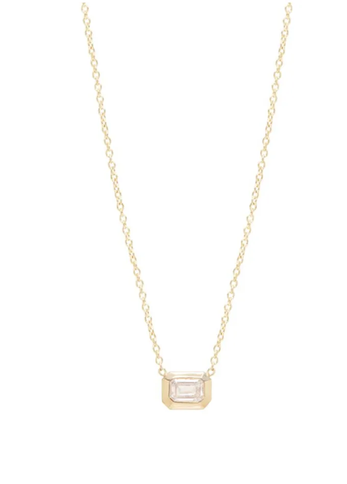 Necklaces Zo Chicco 14K Small Emerald Cut Diamond Necklace