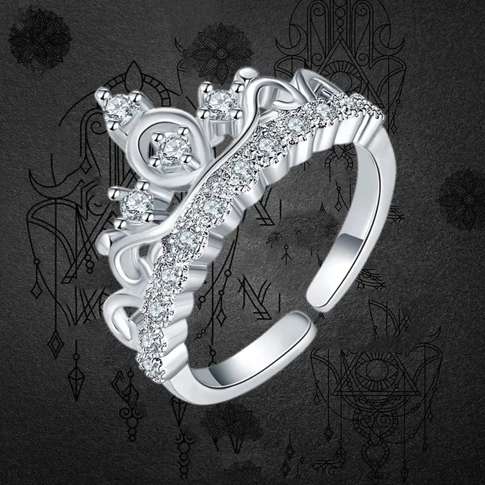 Rings Yellow Chimes Yellow Chimes Exclusive Crown Platinum Plated Cubic Zircon Crystal Valentine Gift Eternity Ring For Women