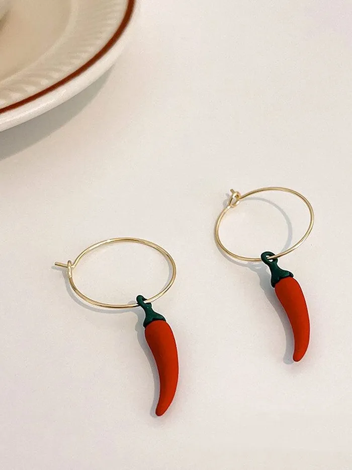 Yellow Chimes Earrings Yellow Chimes Earrings for Women and Girls Drop Earrings for Girls Gold Toned Red Chilli Designed Drop Earrings Birthday Gift for girls and women Anniversary Gift for Wife