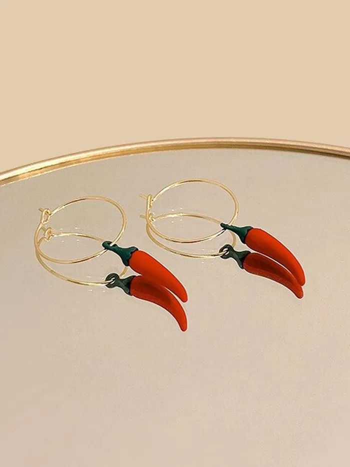 Yellow Chimes Earrings Yellow Chimes Earrings for Women and Girls Drop Earrings for Girls Gold Toned Red Chilli Designed Drop Earrings Birthday Gift for girls and women Anniversary Gift for Wife