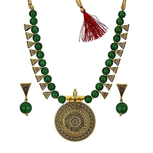 Yellow Chimes Earrings Yellow Chimes Exclusive Antique German Oxidized Gold Black Beads Contemporary Necklace Set with Drop Earrings for Women Yellow Chimes Earrings Yellow Chimes Exclusive Antique German Oxidized Gold Black Beads Contemporary Necklace Set with Drop Earrings for Women