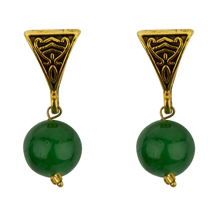 Yellow Chimes Earrings Yellow Chimes Exclusive Antique German Oxidized Gold Black Beads Contemporary Necklace Set with Drop Earrings for Women