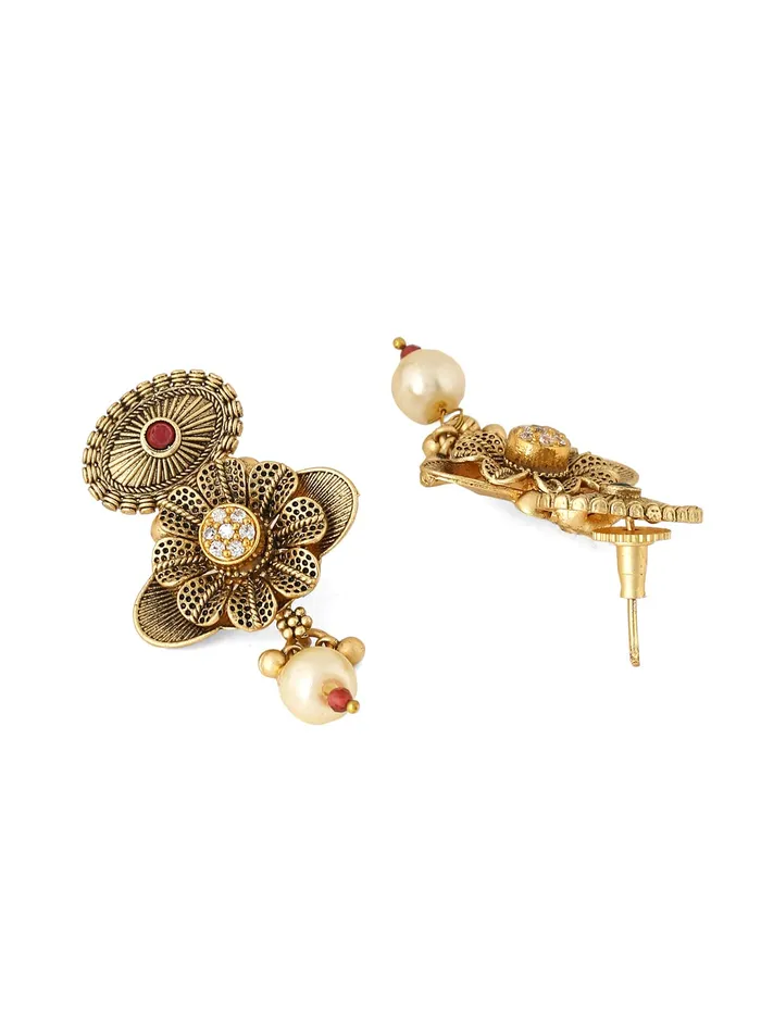 Yellow Chimes Earrings Yellow Chimes Jewellery Set for Women Gold Toned Crystal Studded with Beads Peacock Designed Choker Necklace Set with Earrings for Women and Girls