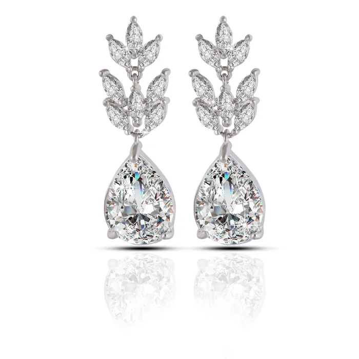 Yellow Chimes Exclusive Crystal from A5 High Grade Crystal Classic Leafy Design Rose Gold Plated Dangler Earrings for Women and Girls Silver Yellow Chimes Earrings