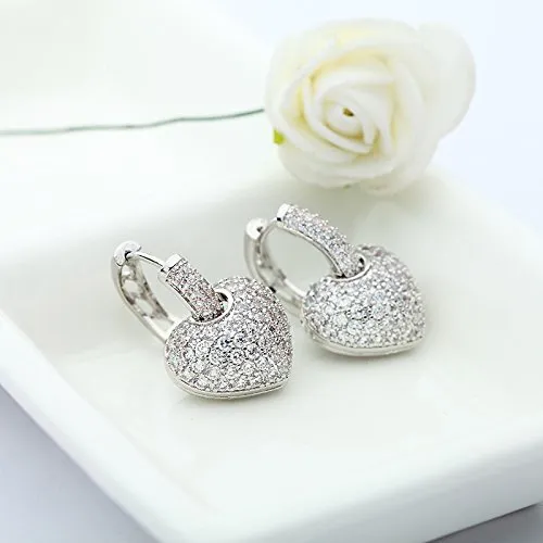 Yellow Chimes Hoop Earrings for Women Fashion Silver Hoops Earrings Valentine Special Heart in Hoops Two Way White Crystal Earrings Birthday Gift for Girls Women Anniversary Gift for Wife Yellow Chimes Necklaces