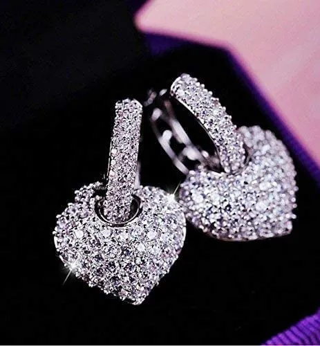 Yellow Chimes Hoop Earrings for Women Fashion Silver Hoops Earrings Valentine Special Heart in Hoops Two Way White Crystal Earrings Birthday Gift for Girls Women Anniversary Gift for Wife Yellow Chimes Necklaces