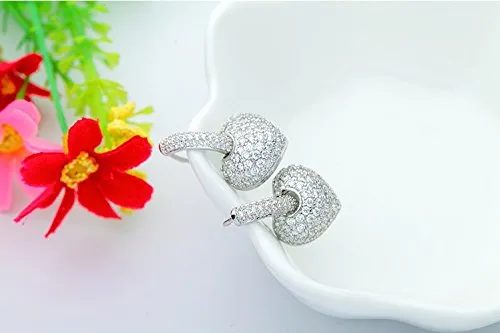 Yellow Chimes Hoop Earrings for Women Fashion Silver Hoops Earrings Valentine Special Heart in Hoops Two Way White Crystal Earrings Birthday Gift for Girls Women Anniversary Gift for Wife Yellow Chimes Necklaces