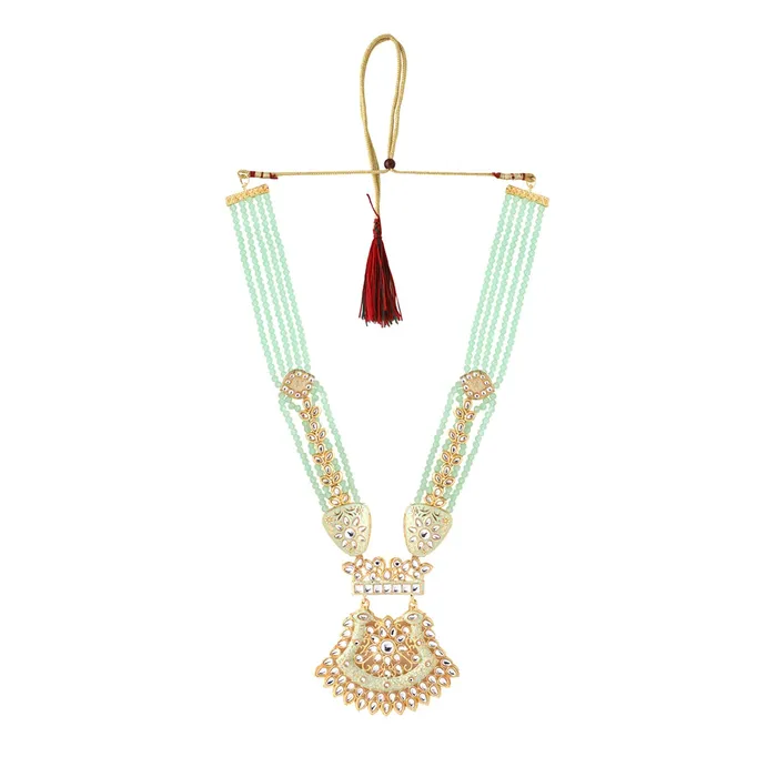 Yellow Chimes Jewellery Set for Women and Girls Kundan Jewellery Set for Women Gold Tone Moti Beads Kundan Necklace Set Birthday Gift for girls and women Anniversary Gift for Wife Yellow Chimes Earrings