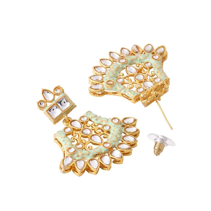 Yellow Chimes Jewellery Set for Women and Girls Kundan Jewellery Set for Women Gold Tone Moti Beads Kundan Necklace Set Birthday Gift for girls and women Anniversary Gift for Wife Yellow Chimes Earrings
