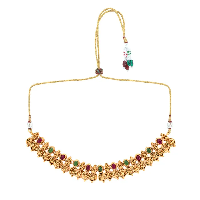 Yellow Chimes Jewellery Set for Women and Girls Temple Jewellery Set for Women Gold Plated Coin Designed Choker Necklace Set Birthday Gift for girls and women Anniversary Gift for Wife Yellow Chimes Rings