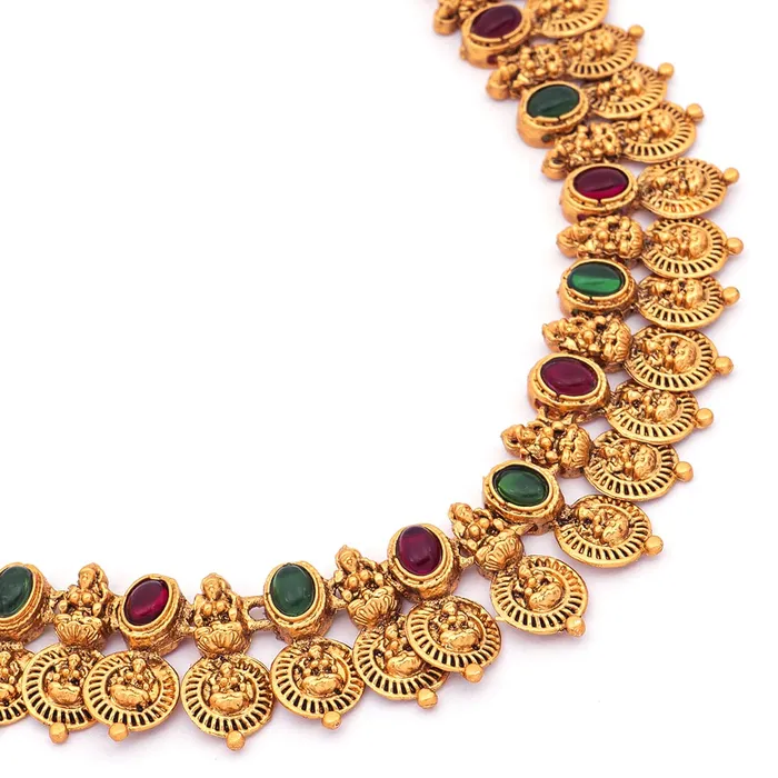 Yellow Chimes Jewellery Set for Women and Girls Temple Jewellery Set for Women Gold Plated Coin Designed Choker Necklace Set Birthday Gift for girls and women Anniversary Gift for Wife Yellow Chimes Rings