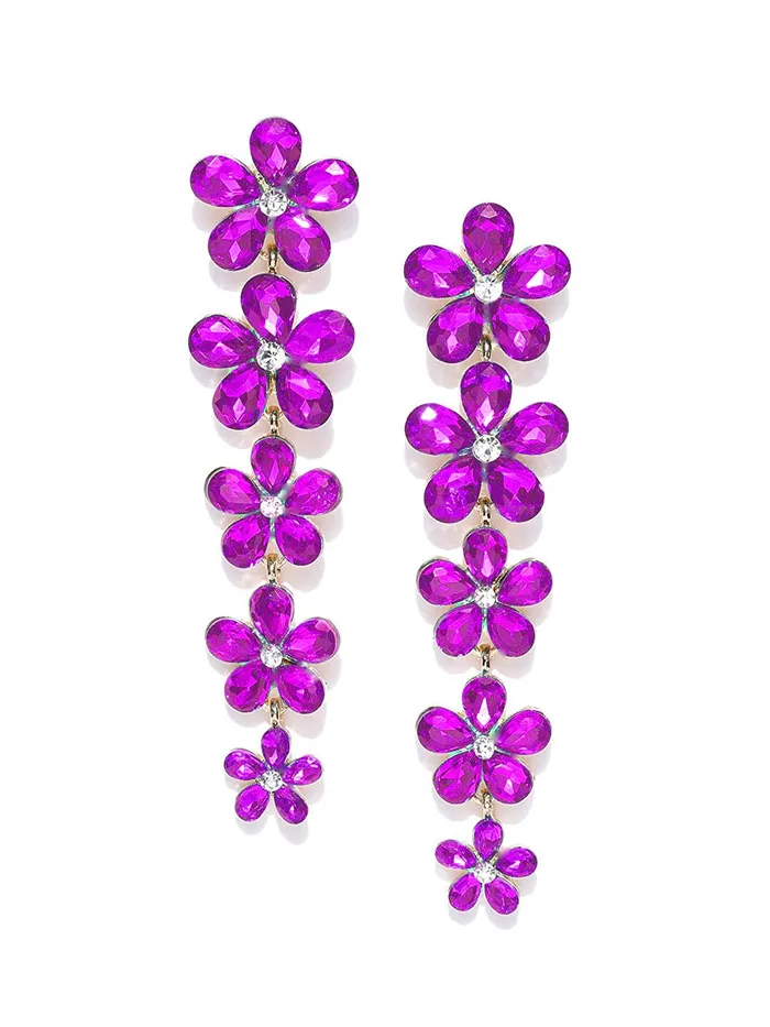 Yellow Chimes Necklaces Yellow Chimes Elegant Sparkling Crystal Classic Floral Design Dangle Earrings for Women and Girls Yellow Chimes Necklaces Yellow Chimes Elegant Sparkling Crystal Classic Floral Design Dangle Earrings for Women and Girls
