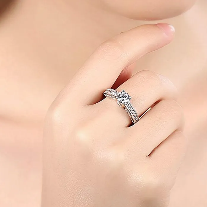 Yellow Chimes Rings for Women 2 Pcs Combo of Swarovski Crystal Silver Toned White Crystal Studded Adjustable Rings for Women and Girls Yellow Chimes Earrings