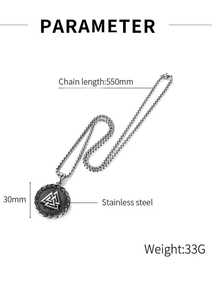 Yellow Chimes Rings Yellow Chimes Chain Pendant for Men Silver Chain Men Pendant Stainless Steel Valknut Odin Symbol Locket Pendant for Men and Boys