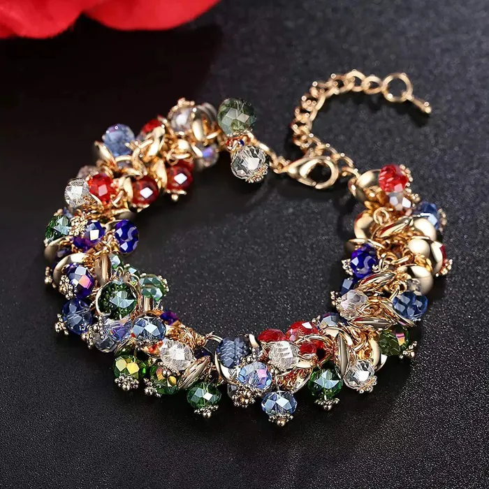 Yellow Chimes Rings Yellow Chimes Stylish Double Strand Tennis Rhodium Plated Bracelet for Women and Girls Multicolor