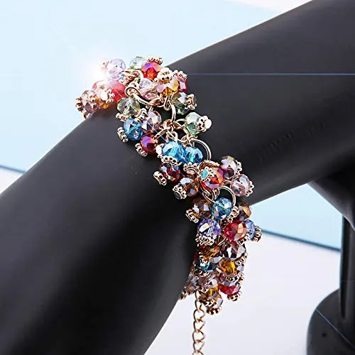Yellow Chimes Rings Yellow Chimes Stylish Double Strand Tennis Rhodium Plated Bracelet for Women and Girls Multicolor