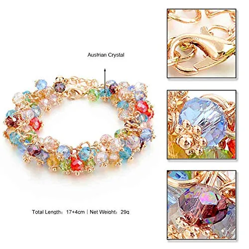 Yellow Chimes Rings Yellow Chimes Stylish Double Strand Tennis Rhodium Plated Bracelet for Women and Girls Multicolor