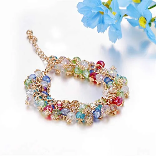 Yellow Chimes Rings Yellow Chimes Stylish Double Strand Tennis Rhodium Plated Bracelet for Women and Girls Multicolor