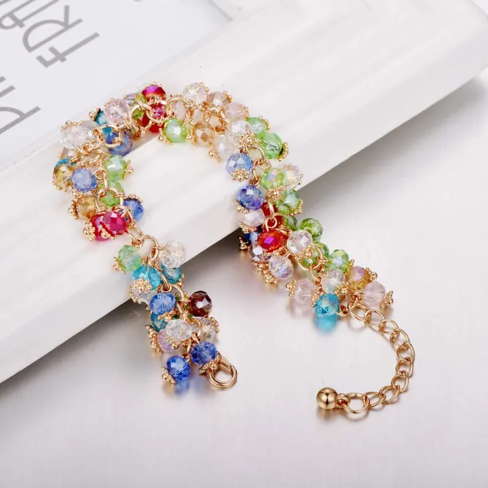 Yellow Chimes Rings Yellow Chimes Stylish Double Strand Tennis Rhodium Plated Bracelet for Women and Girls Multicolor