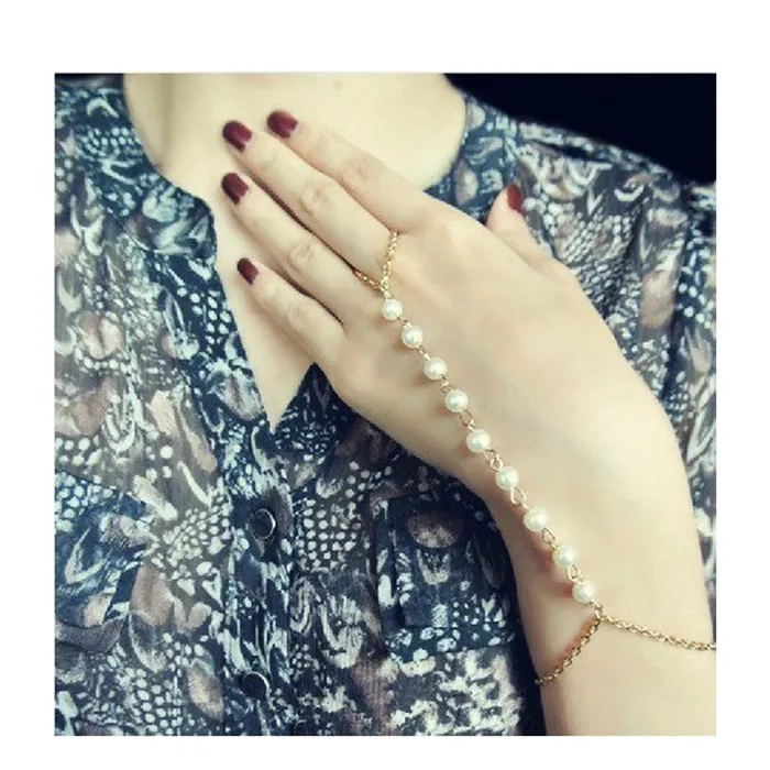 Yellow Chimes Stylish Golden Pearl Ring Strand Bracelets for Girls and Women Yellow Chimes Earrings