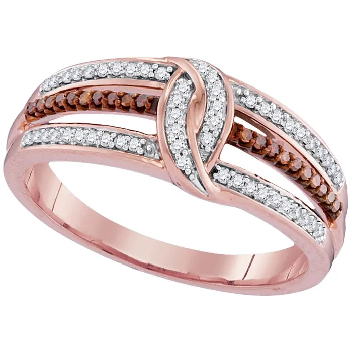 10kt Rose Gold Womens Round Red Color Enhanced Diamond Loop Band Ring 15 Cttw mayamila Rings 10kt Rose Gold Womens Round Red Color Enhanced Diamond Loop Band Ring 15 Cttw mayamila Rings
