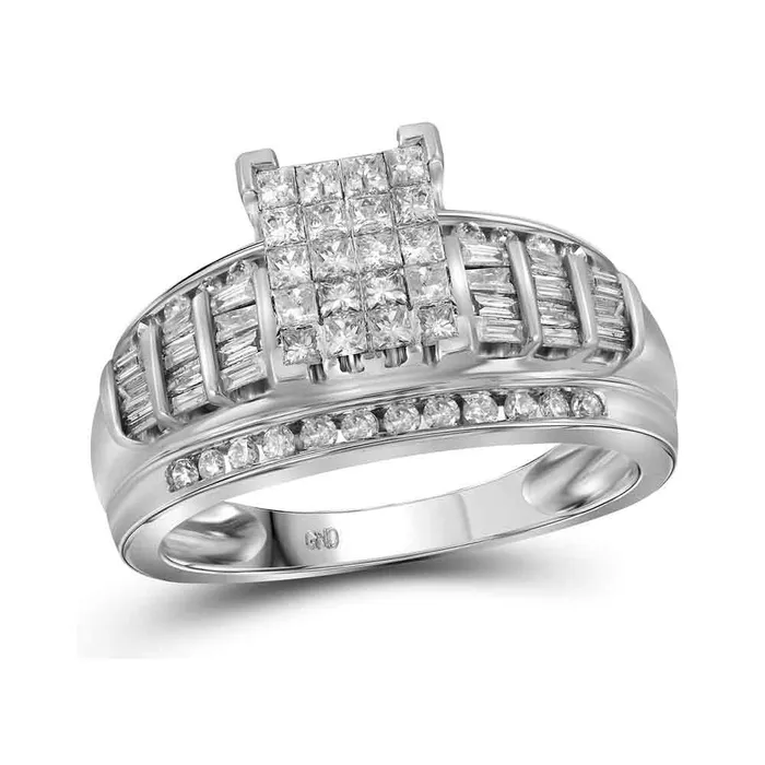 10kt White Gold Womens Princess Diamond Cluster Bridal Wedding Engagement Ring 100 Cttw Size 5 mayamila Rings 10kt White Gold Womens Princess Diamond Cluster Bridal Wedding Engagement Ring 100 Cttw Size 5 mayamila Rings