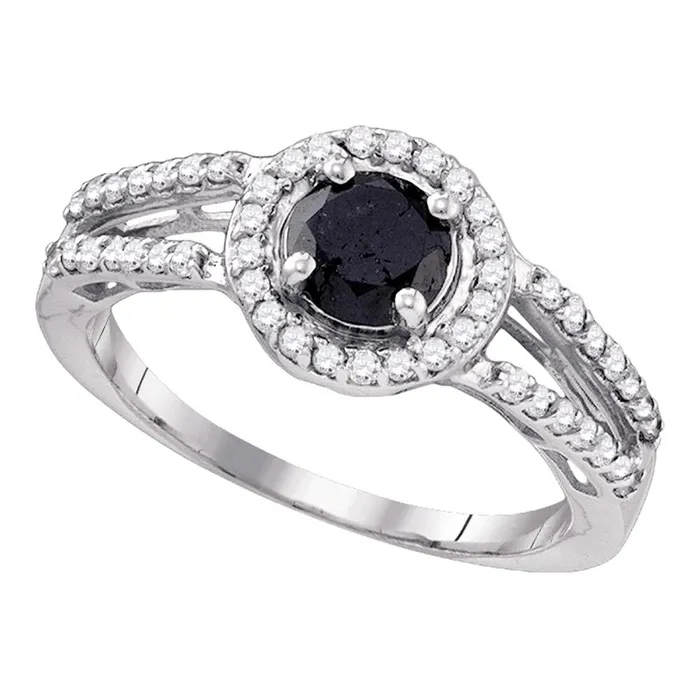 10kt White Gold Womens Round Black Color Enhanced Diamond Solitaire Bridal Wedding Engagement Ring 1120 Cttw mayamila Rings 10kt White Gold Womens Round Black Color Enhanced Diamond Solitaire Bridal Wedding Engagement Ring 1120 Cttw mayamila Rings