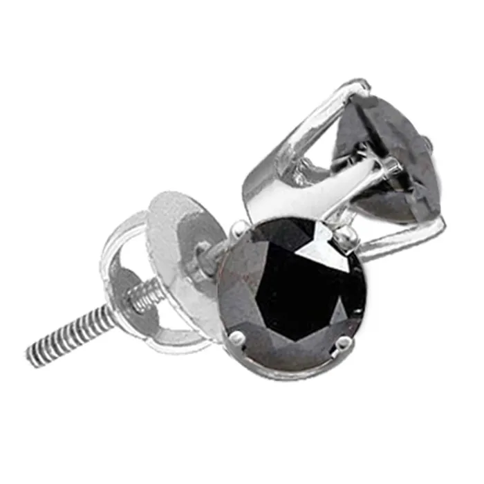 10kt White Gold Womens Round Black Color Enhanced Diamond Solitaire Earrings 34 Cttw mayamila Earrings