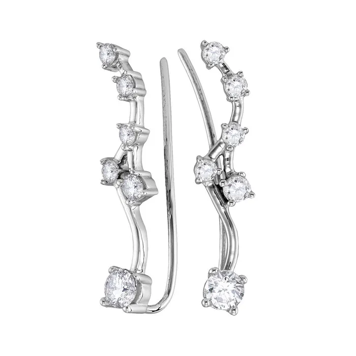 10kt White Gold Womens Round Diamond Climber Earrings 34 Cttw mayamila Earrings 10kt White Gold Womens Round Diamond Climber Earrings 34 Cttw mayamila Earrings