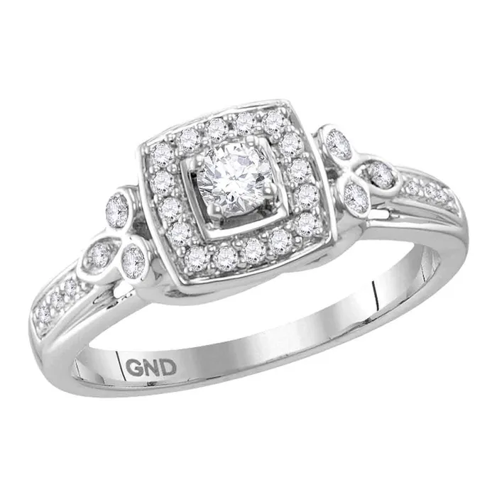 10kt White Gold Womens Round Diamond Round Halo Bridal Wedding Engagement Ring 13 Cttw mayamila Rings 10kt White Gold Womens Round Diamond Round Halo Bridal Wedding Engagement Ring 13 Cttw mayamila Rings