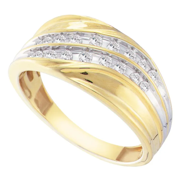 10kt Yellow Gold Mens Round Channelset Diamond Diagonal Double Row Wedding Band 13 Cttw mayamila Rings 10kt Yellow Gold Mens Round Channelset Diamond Diagonal Double Row Wedding Band 13 Cttw mayamila Rings