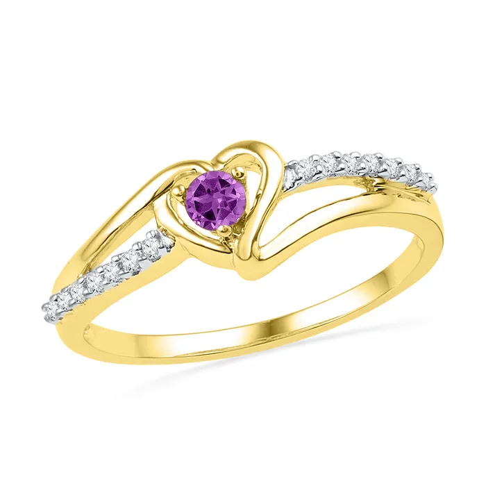10kt Yellow Gold Womens LabCreated Amethyst Heart Love Ring 15 Cttw mayamila Rings 10kt Yellow Gold Womens LabCreated Amethyst Heart Love Ring 15 Cttw mayamila Rings