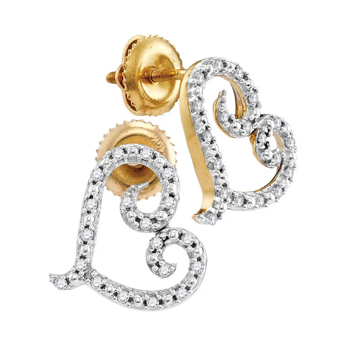 10kt Yellow Gold Womens Round Diamond Heart Love Earrings 16 Cttw mayamila Earrings 10kt Yellow Gold Womens Round Diamond Heart Love Earrings 16 Cttw mayamila Earrings