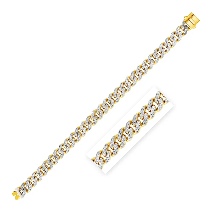 14k Two Tone Gold Curb Chain Bracelet with Diamond Pave Links MayaMila Bracelets 14k Two Tone Gold Curb Chain Bracelet with Diamond Pave Links MayaMila Bracelets