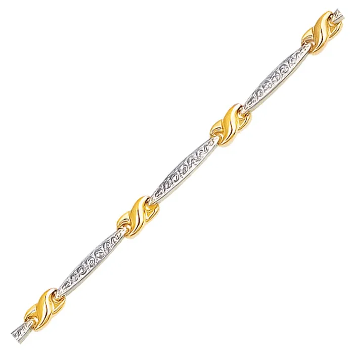 14k TwoTone Gold Fancy Infinity Knot Line Bracelet MayaMila Bracelets