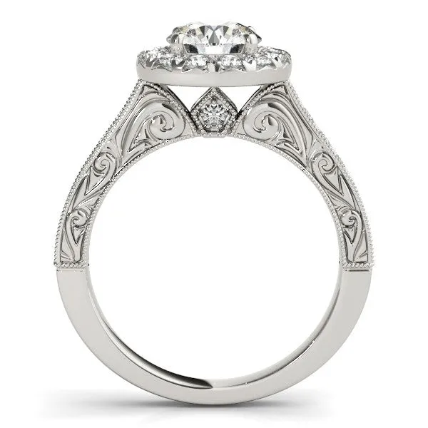 14k White Gold Round Diamond Engagement Ring with Stylish Shank 1 58 cttw MayaMila Rings