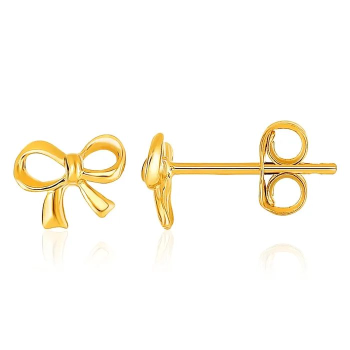 14k Yellow Gold Bow Style Post Earrings MayaMila Earrings