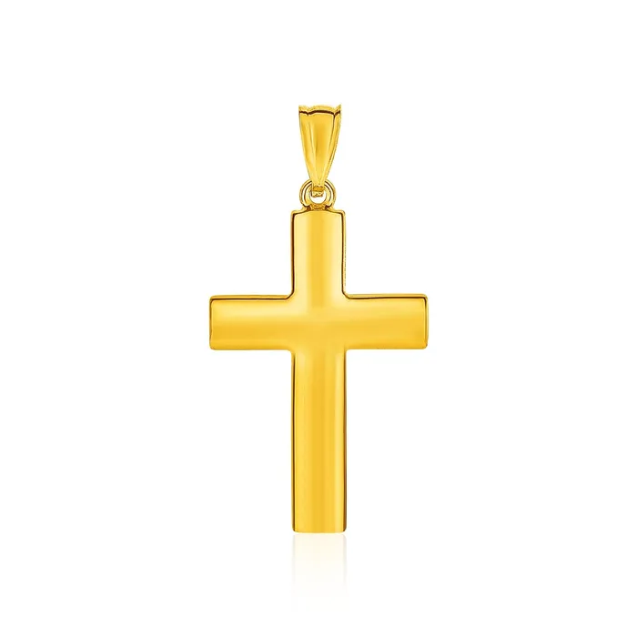 14k Yellow Gold Reversible Textured Cross Pendant MayaMila Necklaces